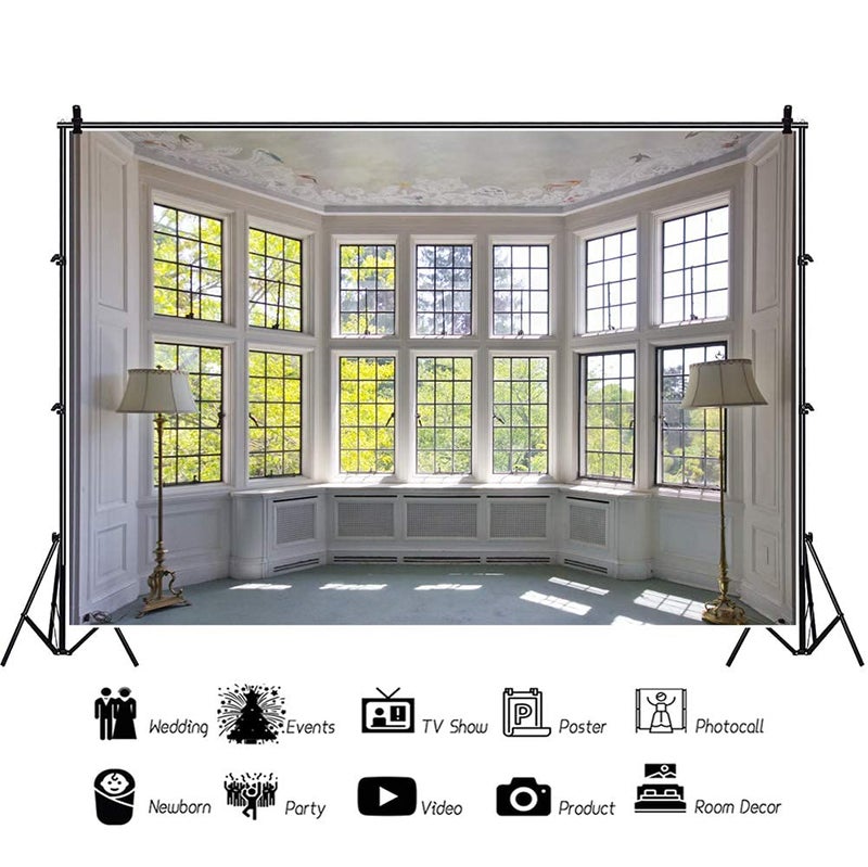 AOFOTO 10x7ft Classic French Pane Bay Windows Backdrop Luxury Retro Interior Decoration Floor Lamps Photography Background New Life Furniture Home Lifestyle Estate Modern Residence Photo Studio Props - Image 4